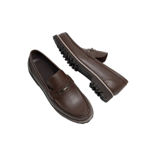 Ordise Men's Brown Leather Slip-On Shoes