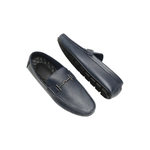 Ordise Men's Blue Leather Loafers