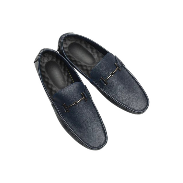 Ordise Men's Blue Leather Loafers