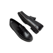 Ordise Men's Black Leather Slip-On Shoes